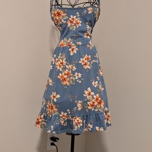 Blue Floral Spaghetti-Strap Sundress